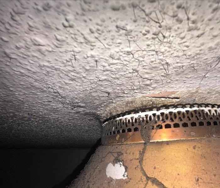back soot tags clinging to light fixture and ceiling